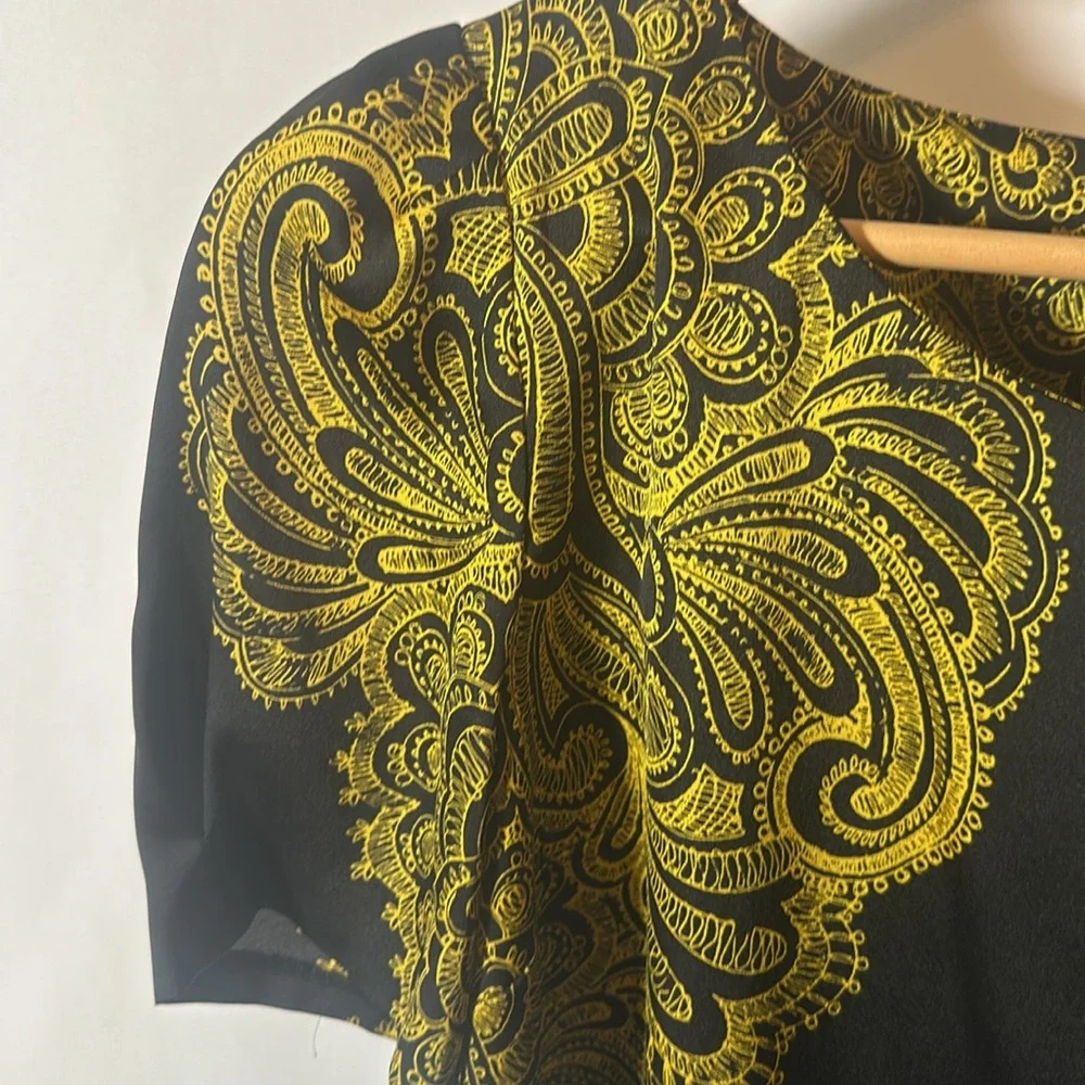 Vintage Juicy Couture Black & Gold Paisley Blouse - Picture 5 of 7